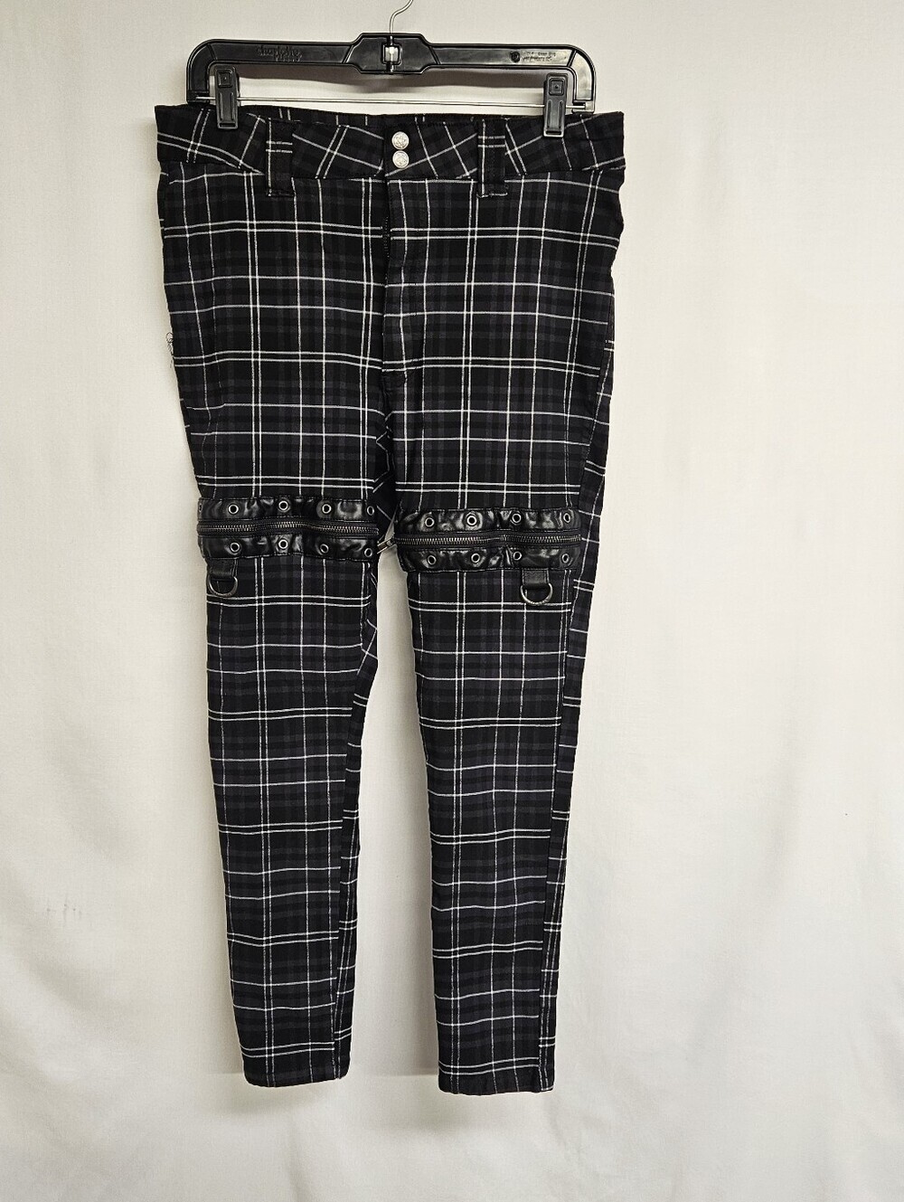 KILLSTAR Womens Black High Rise Skinny Pants Front Zipper Detail Size XXL